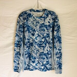 HUK Performance Fishing Men's Size Small Blue Camo Long Sleeve Shirt‎